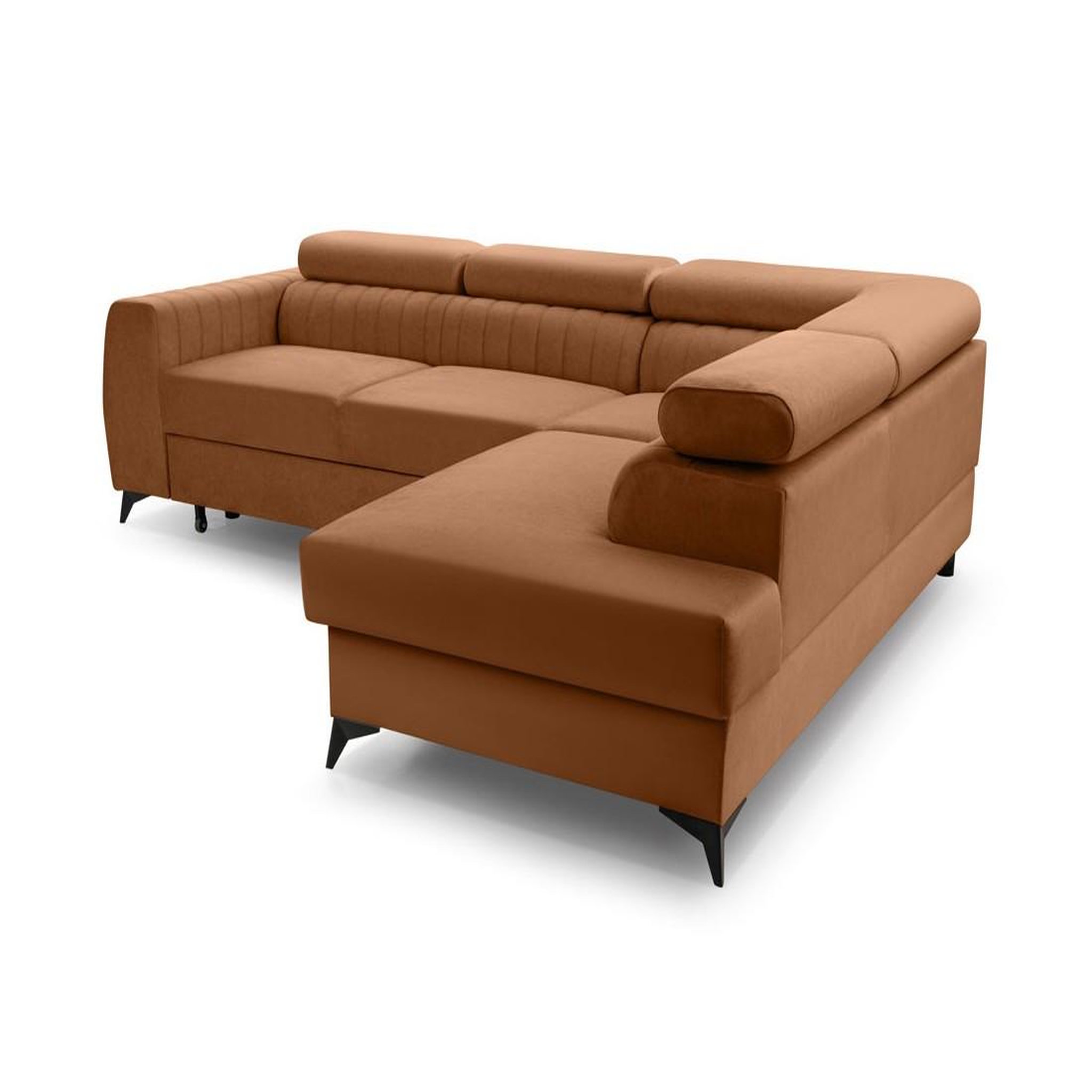 Voir la diapositive 6 : BEST MOBILIER Aneta - canapé d'angle droit 5 places - convertible avec coffre et têtières - en velours