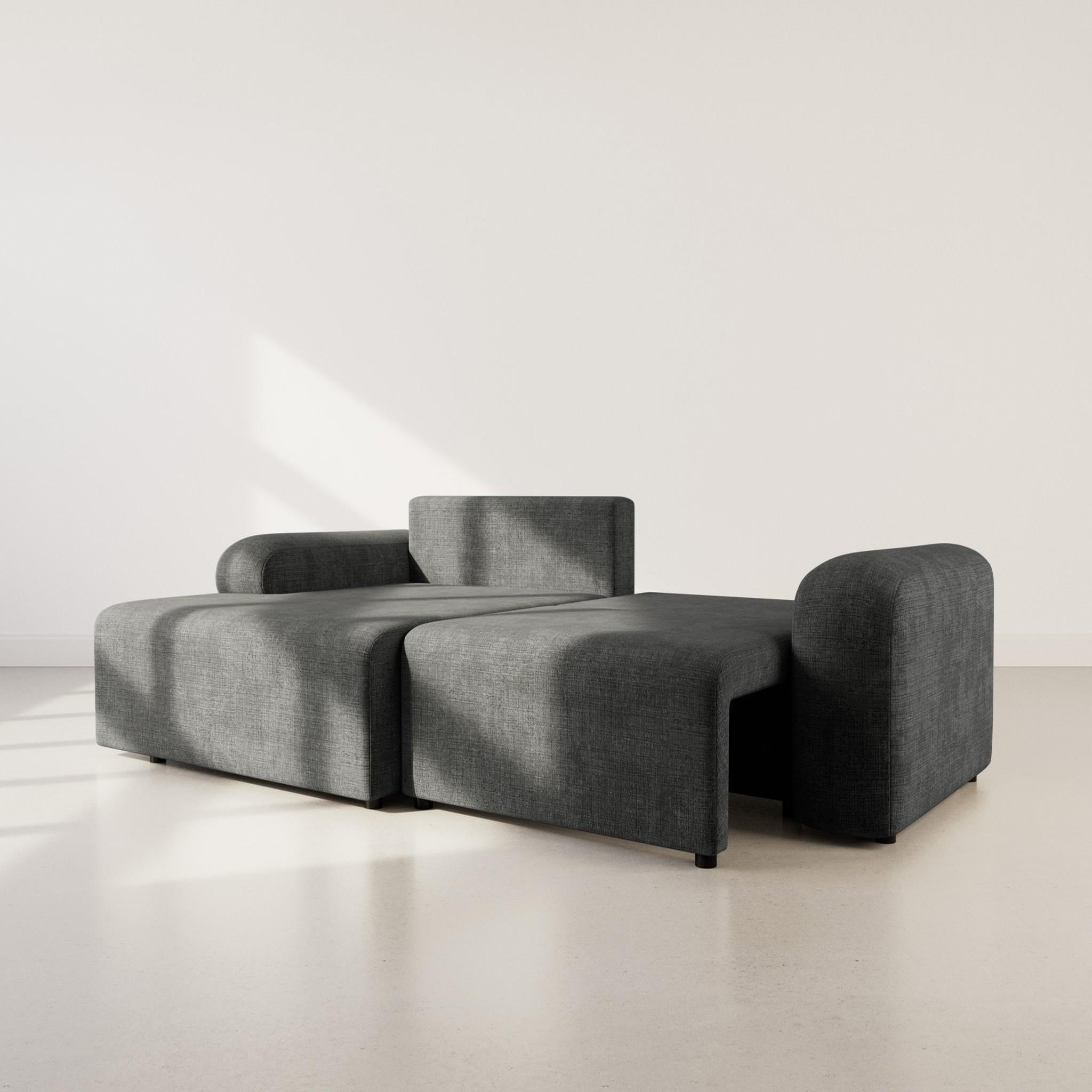 Voir la diapositive 2 : BEST MOBILIER Rebecca - canapé d'angle gauche 4 places convertible avec coffre en velours texturé