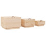 Voir la diapositive 5 : VIDAXL Boîtes de rangement avec couvercles 3 pcs Bois massif de pin