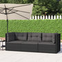 Voir la diapositive 1 : VIDAXL Salon de jardin 3 pcs avec coussins Noir Resine tressee
