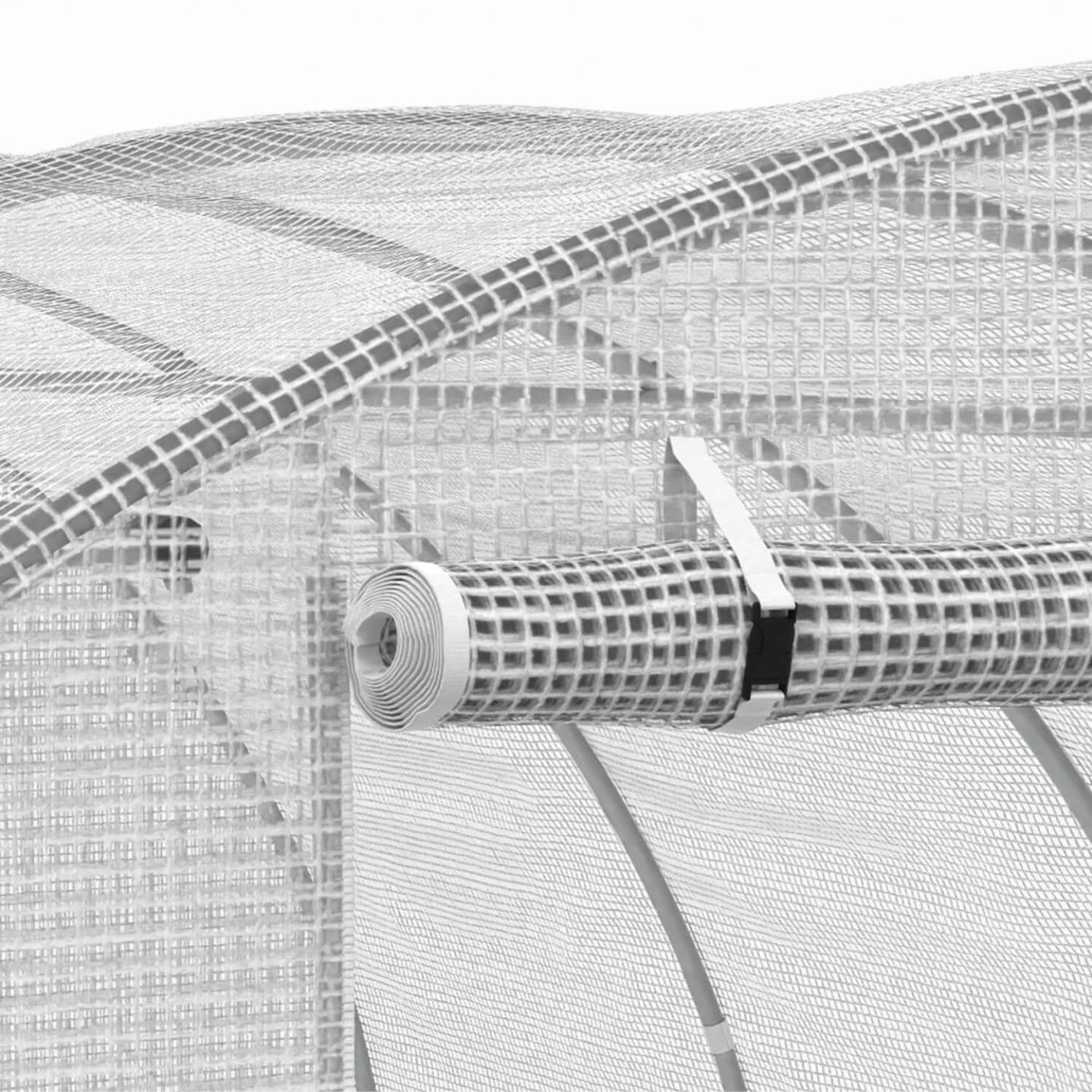 Voir la diapositive 6 : ID MARKET Bâche de rechange pour serre de jardin tunnel 12m² 4 x 3 x 2 m anti-uv avec porte et fenêtres zebra blanche