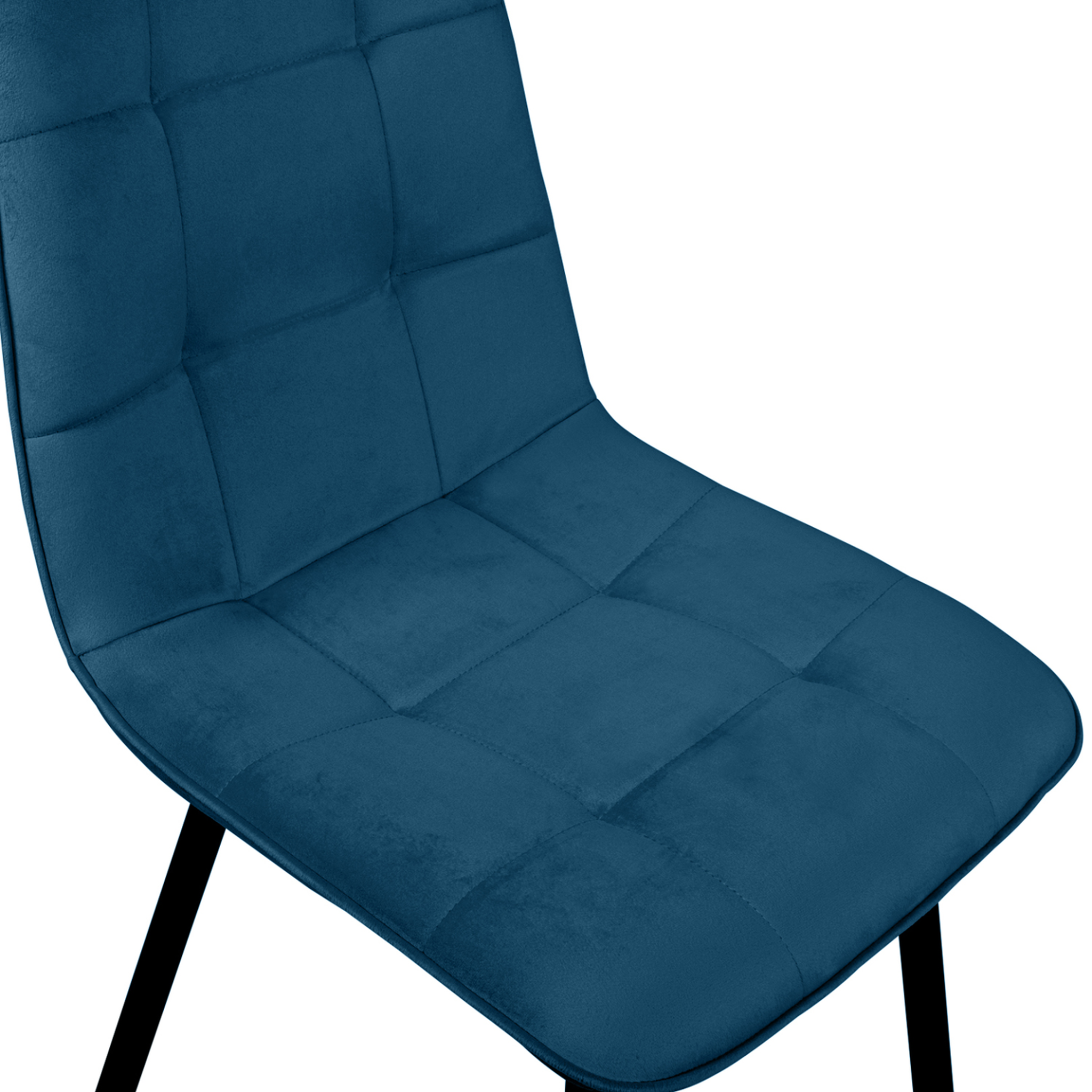Voir la diapositive 6 : ID MARKET Lot de 4 chaises mila en velours bleu pour salle à manger
