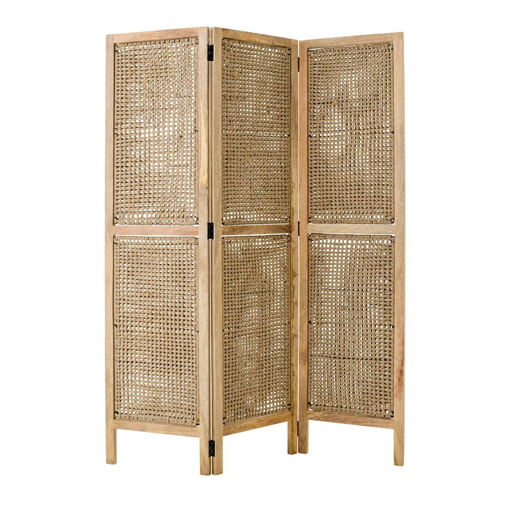 J-LINE Paravent en bois  roseau  180cm naturel