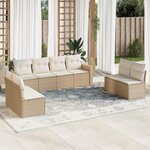 VIDAXL Salon de jardin avec coussins 9 pcs beige resine tressee