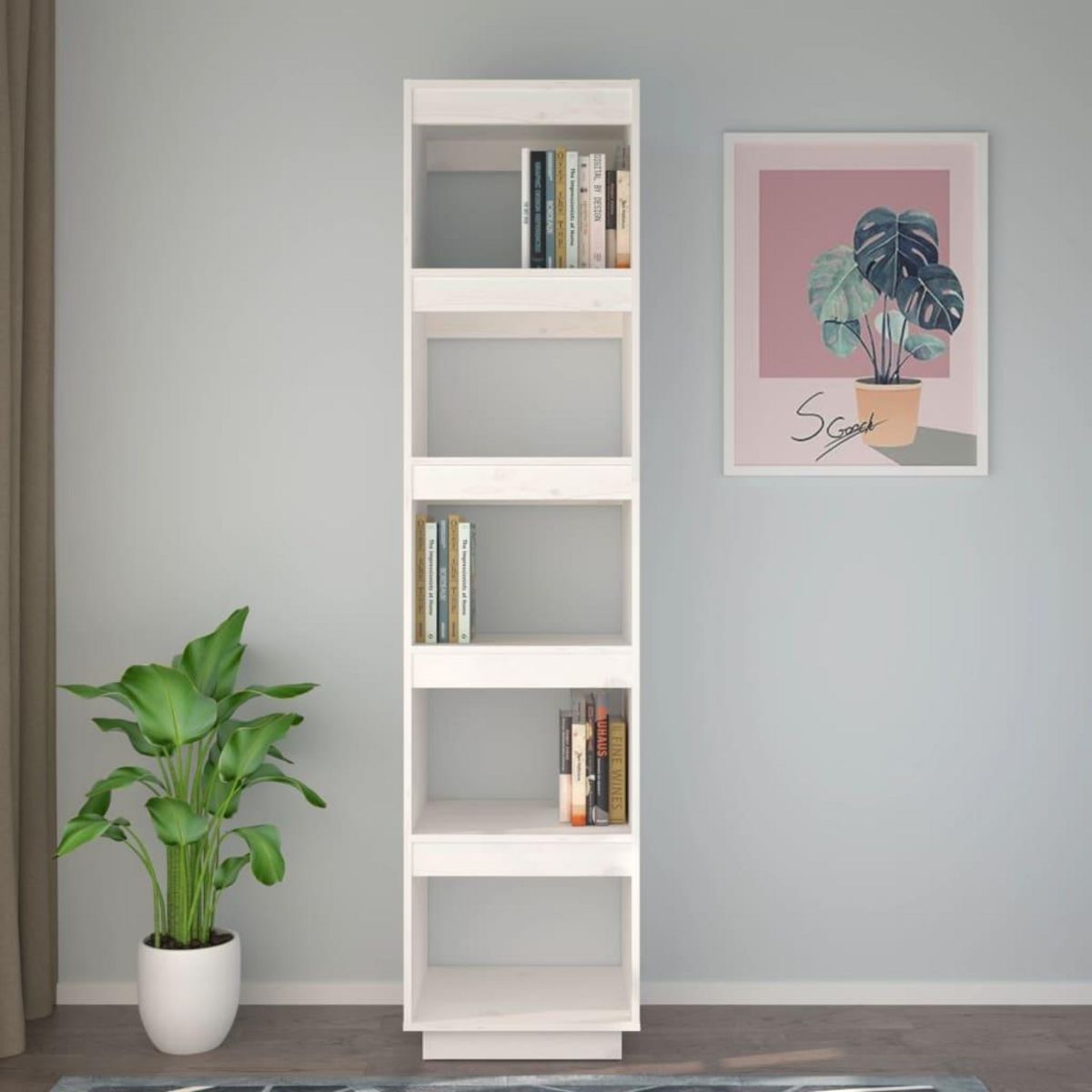 VIDAXL Bibliotheque/Separateur de piece Blanc 40x35x167 cm Pin solide