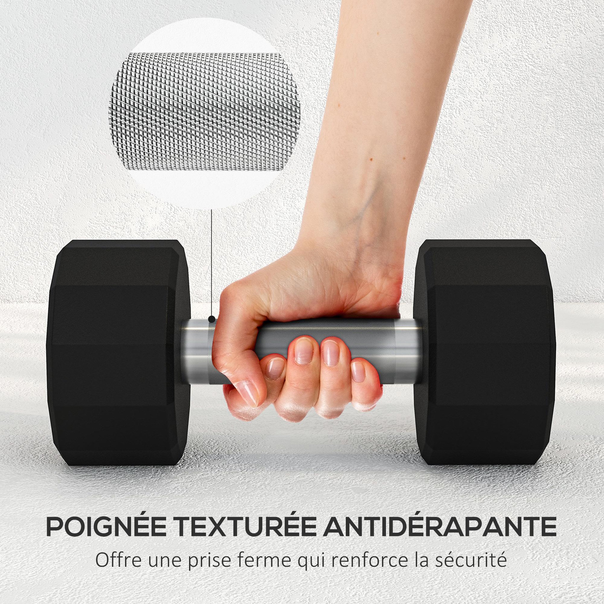Voir la diapositive 6 : HOMCOM Ensemble d'haltères courtes total 20 kg - poignée antidérapante - noir