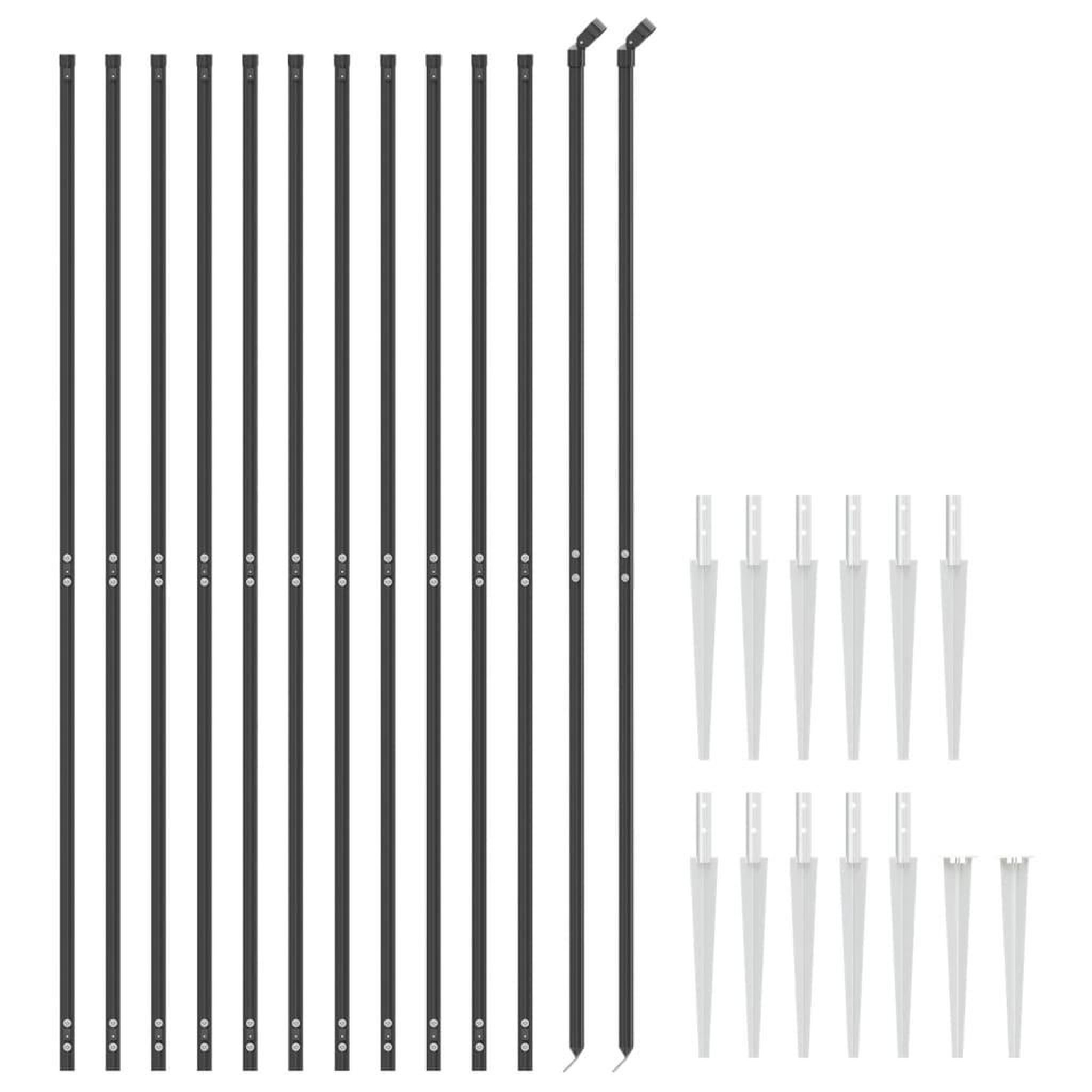 Voir la diapositive 3 : VIDAXL Cloture en treillis metallique et ancrage anthracite 2x25 m
