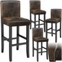 Voir la diapositive 1 : tectake Tabouret de bar rembourré avec dossier marron foncé lot de 4