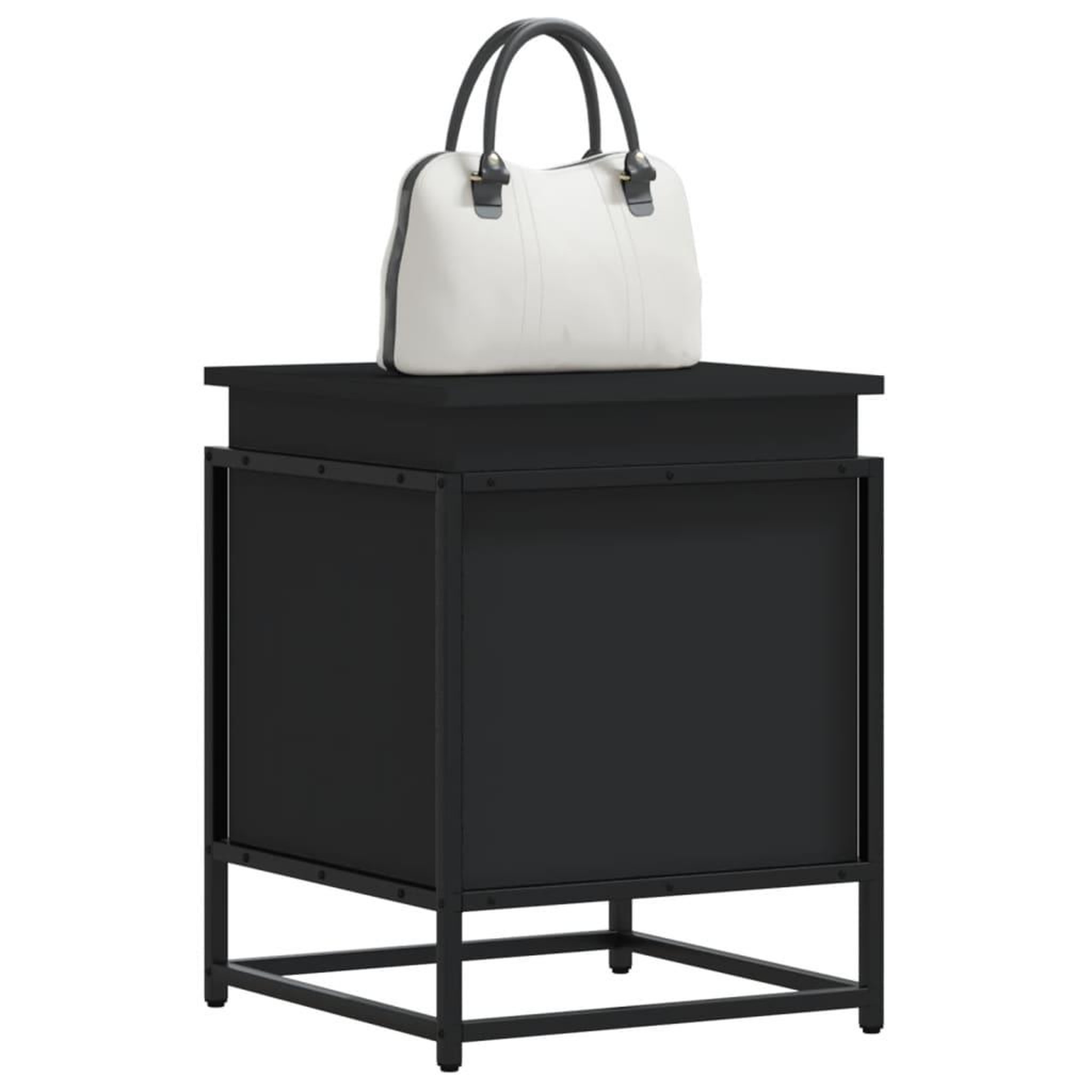 VIDAXL Boîte de rangement avec couvercle noir bois d'ingenierie