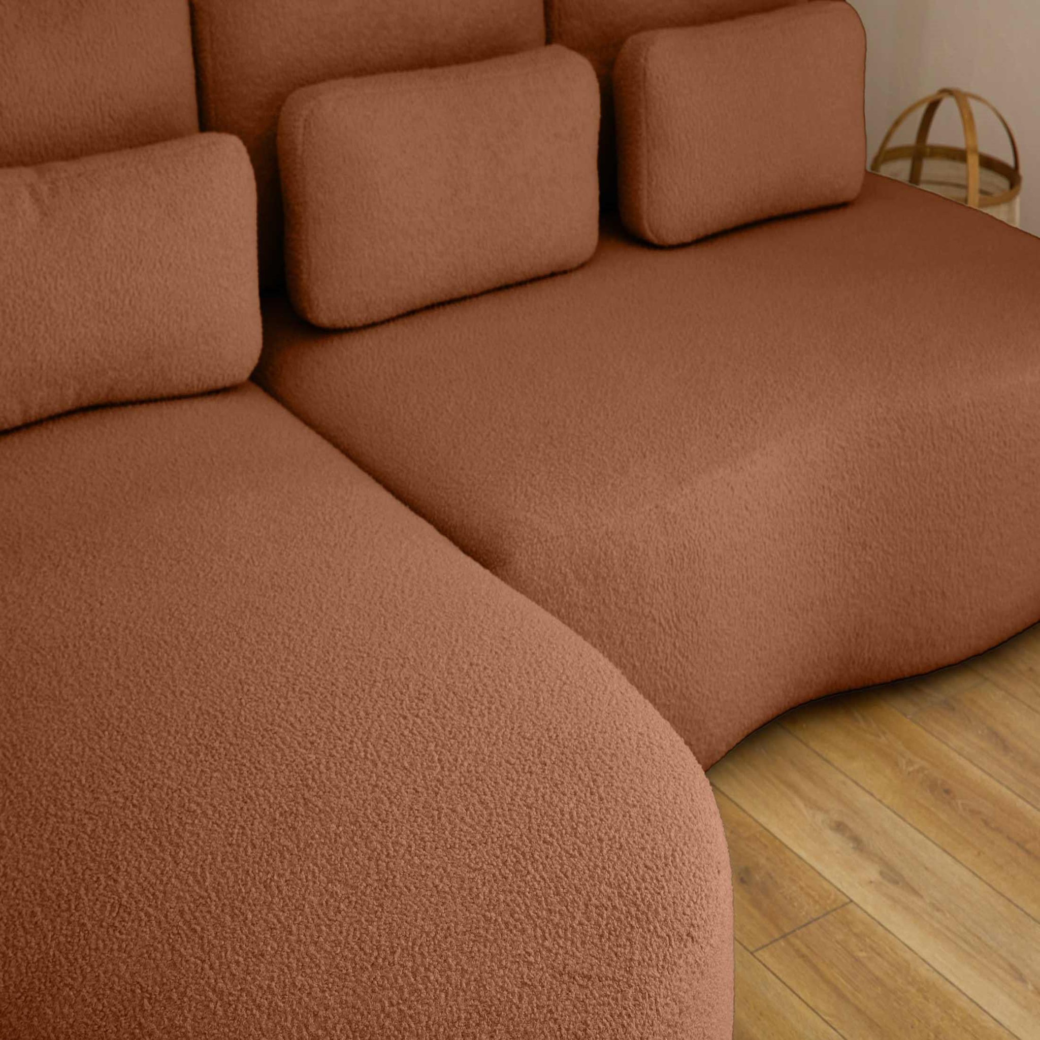 Voir la diapositive 4 : BEST MOBILIER Mahina - canapé d'angle gauche - 4 places - convertible avec coffre - en tissu bouclette