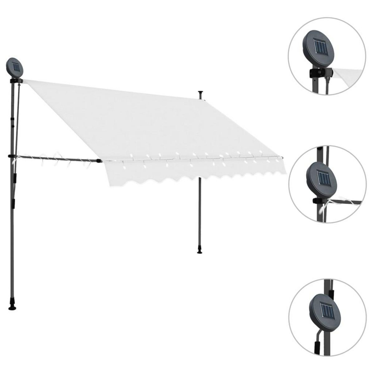 VIDAXL Auvent manuel retractable avec LED 300 cm Creme