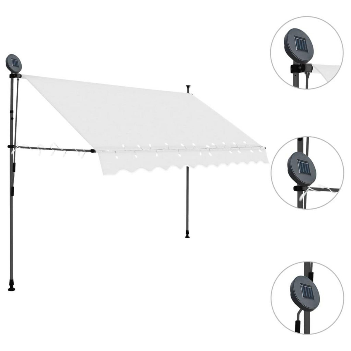 VIDAXL Auvent manuel retractable avec LED 300 cm Creme