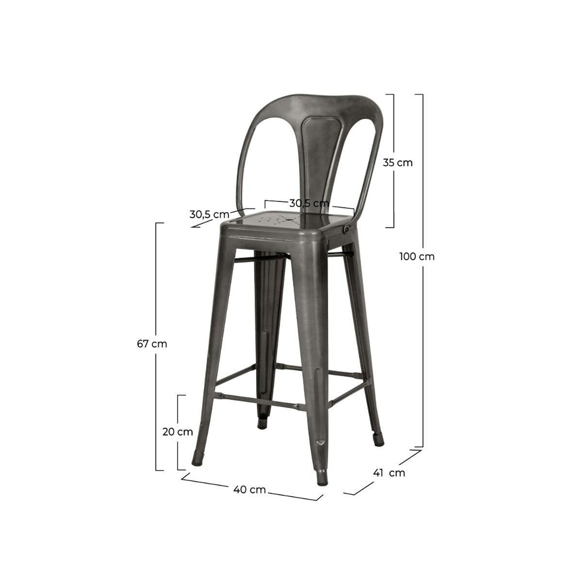 Rendez vous déco Lot de 2 chaises pour îlot central 67 cm en métal chrome - Indus