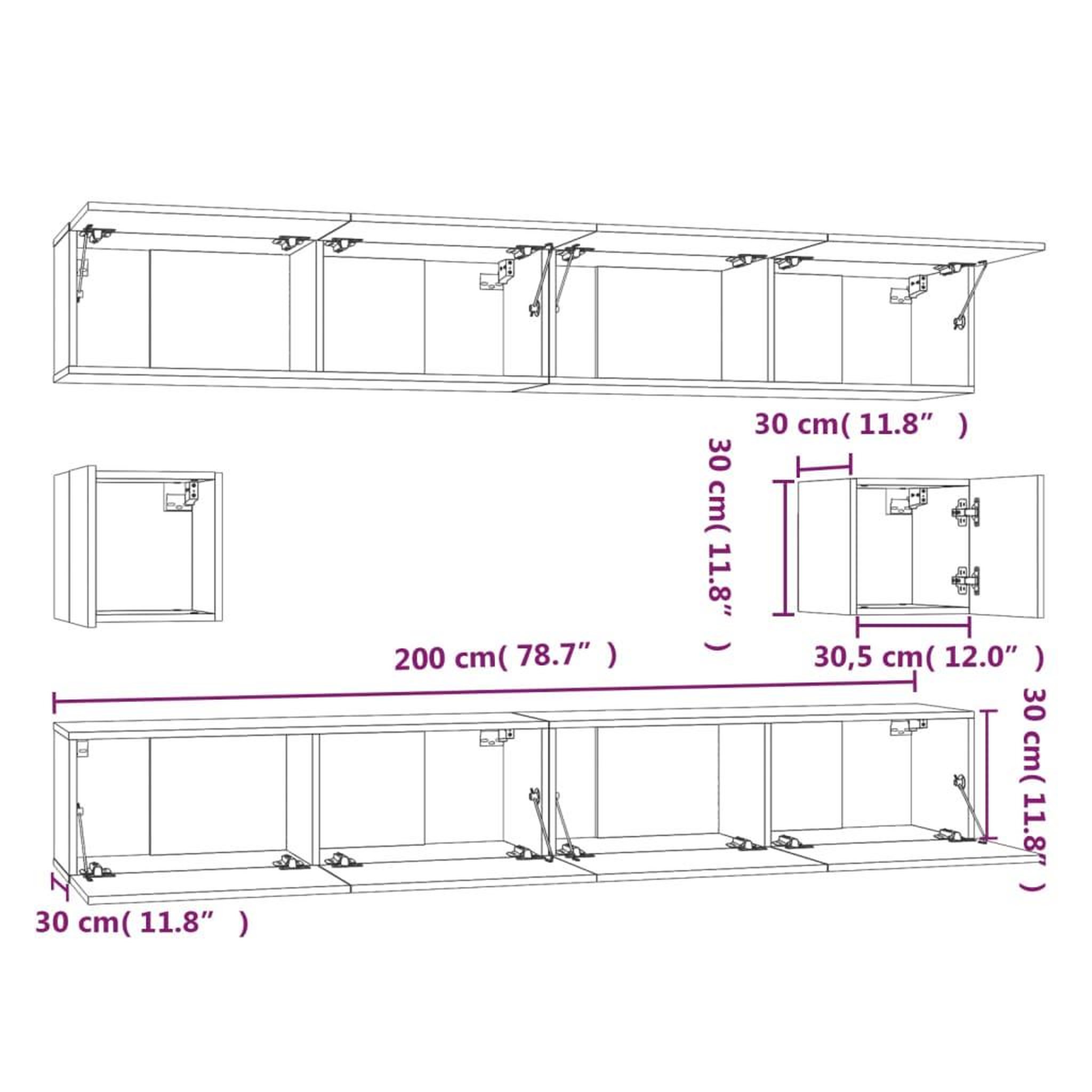 Voir la diapositive 6 : VIDAXL Ensemble de meubles TV 6 pcs Chene fume Bois d'ingenierie
