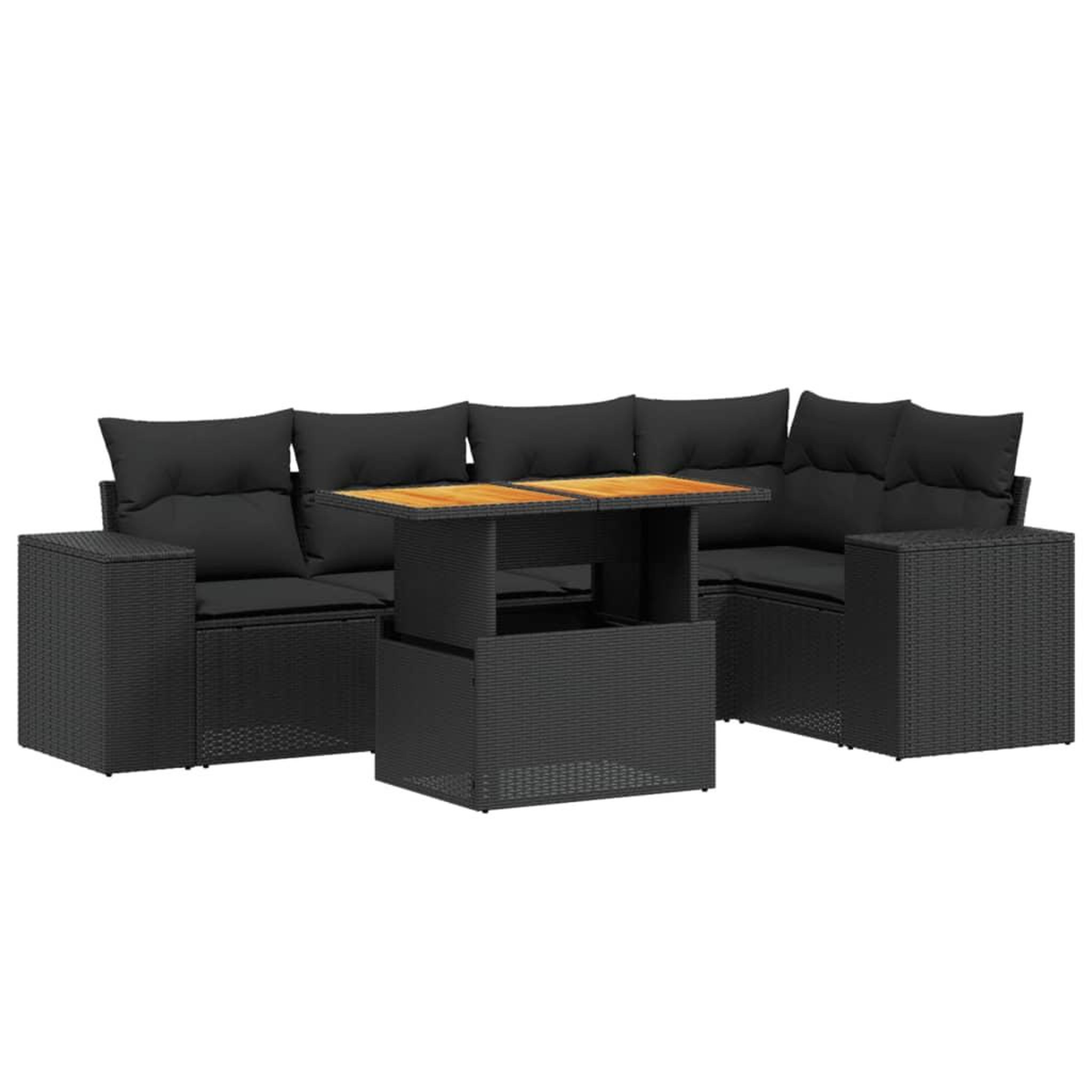 Voir la diapositive 2 : VIDAXL Salon de jardin 6 pcs avec coussins noir resine tressee