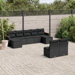 VIDAXL Salon de jardin 9 pcs avec coussins noir resine tressee