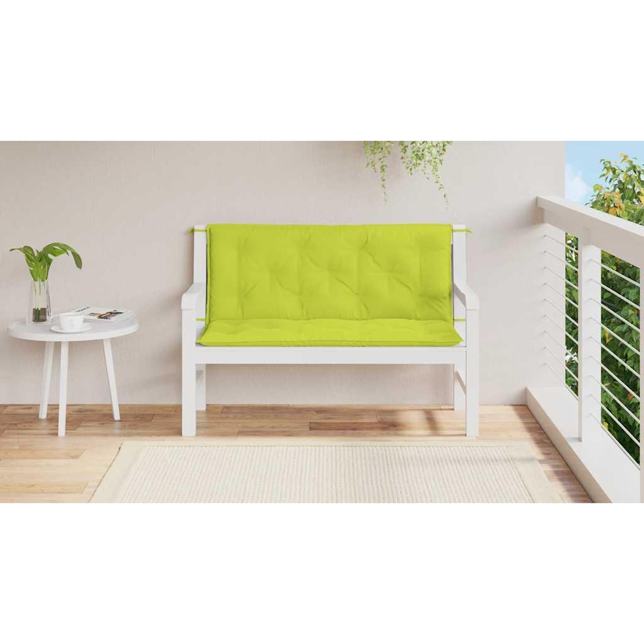 Voir la diapositive 3 : VIDAXL Coussin de banc de jardin vert vif 120x(50+50)x7cm tissu oxford
