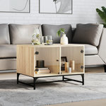 VIDAXL Table basse avec portes en verre chene sonoma 68,5x50x50 cm