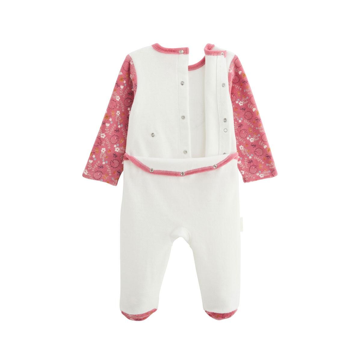 Petit Béguin Pyjama bébé en velours Happy Days