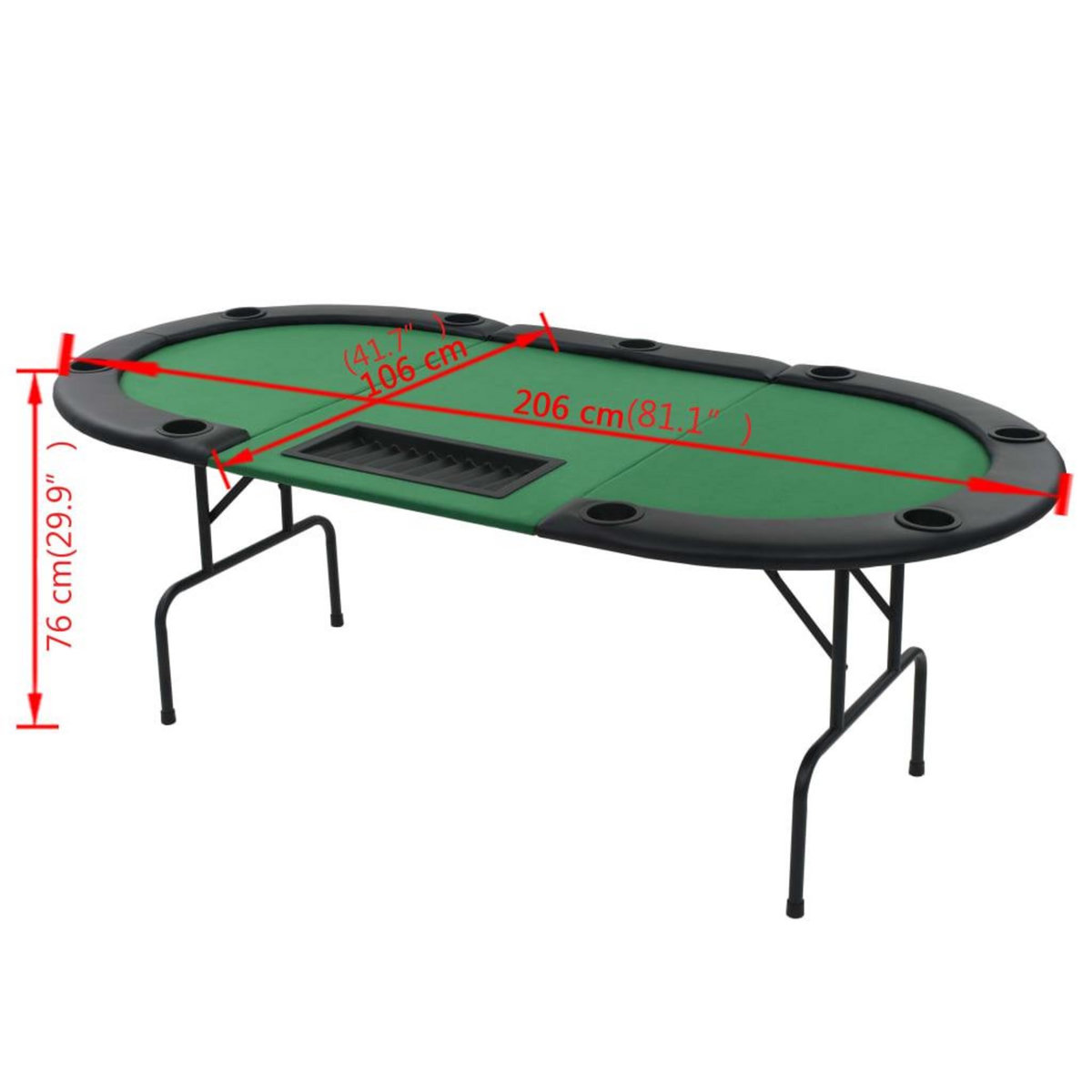 VIDAXL Table de poker pliable pour 9 joueurs 3 plis Ovale Vert