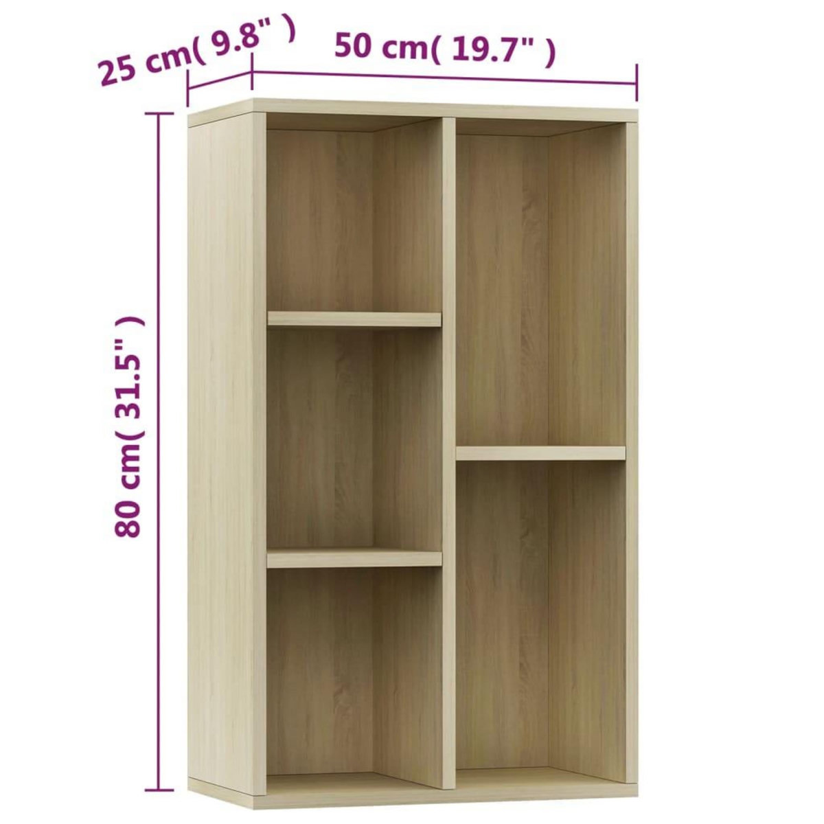 VIDAXL Bibliotheque/Buffet Chene sonoma 50x25x80 cm Bois d'ingenierie