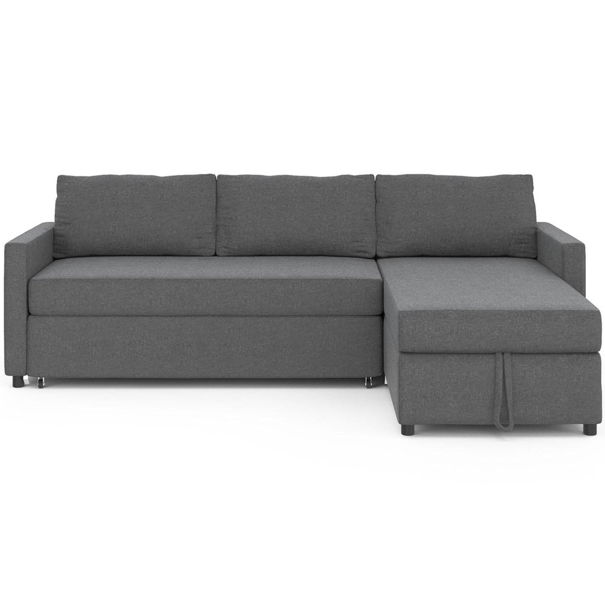 Voir la diapositive 6 : ID MARKET Canapé d'angle convertible avec méridienne coffre noah en tissu gris anthracite