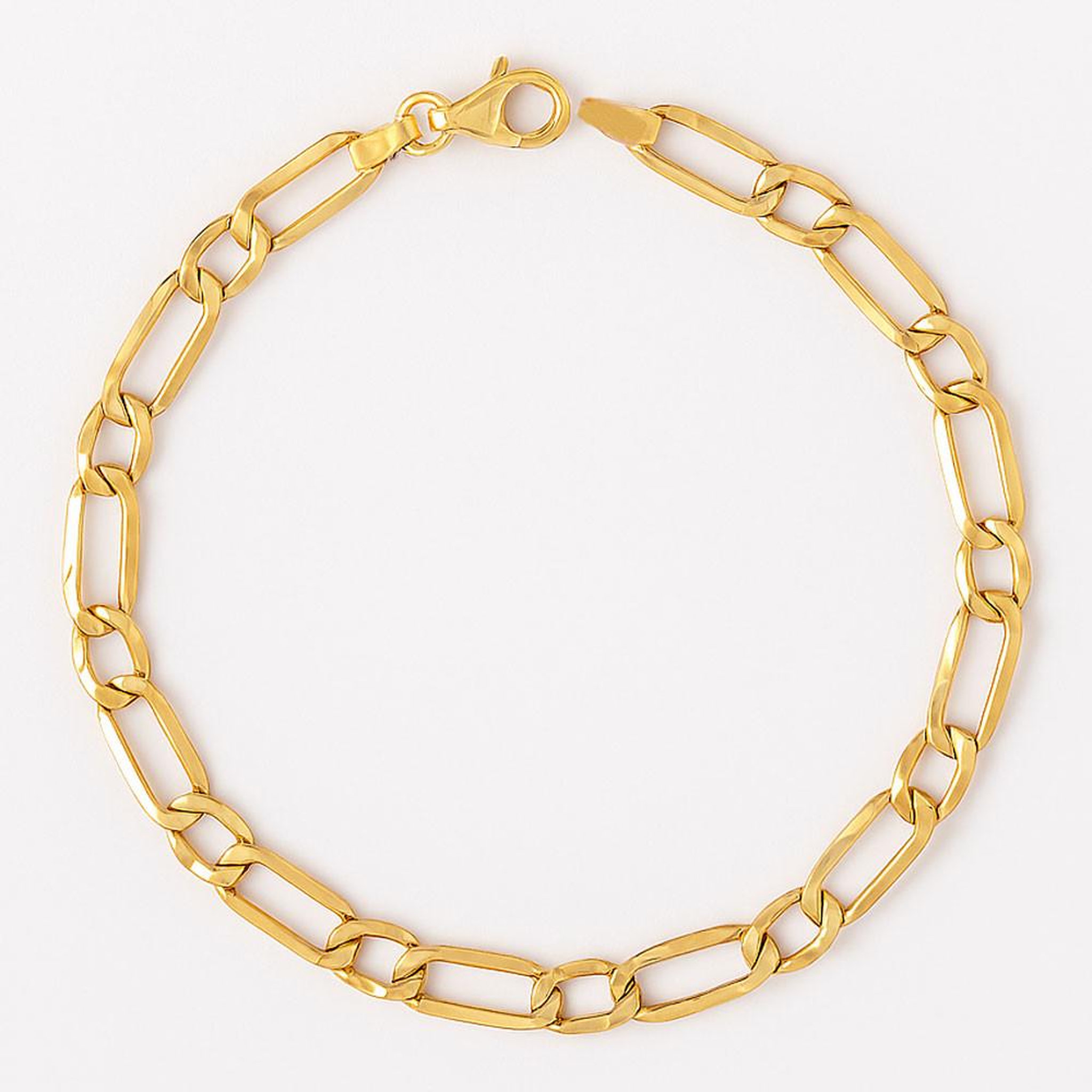 L'ATELIER D'AZUR Bracelet Or Jaune Maille Figaro Alternée 1+1 - Homme 21 cm