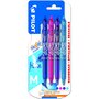 PILOT Lot de 4 stylos effaçables pointe moyenne bleu/rose/violet/turquoise FriXion Ball Clicker