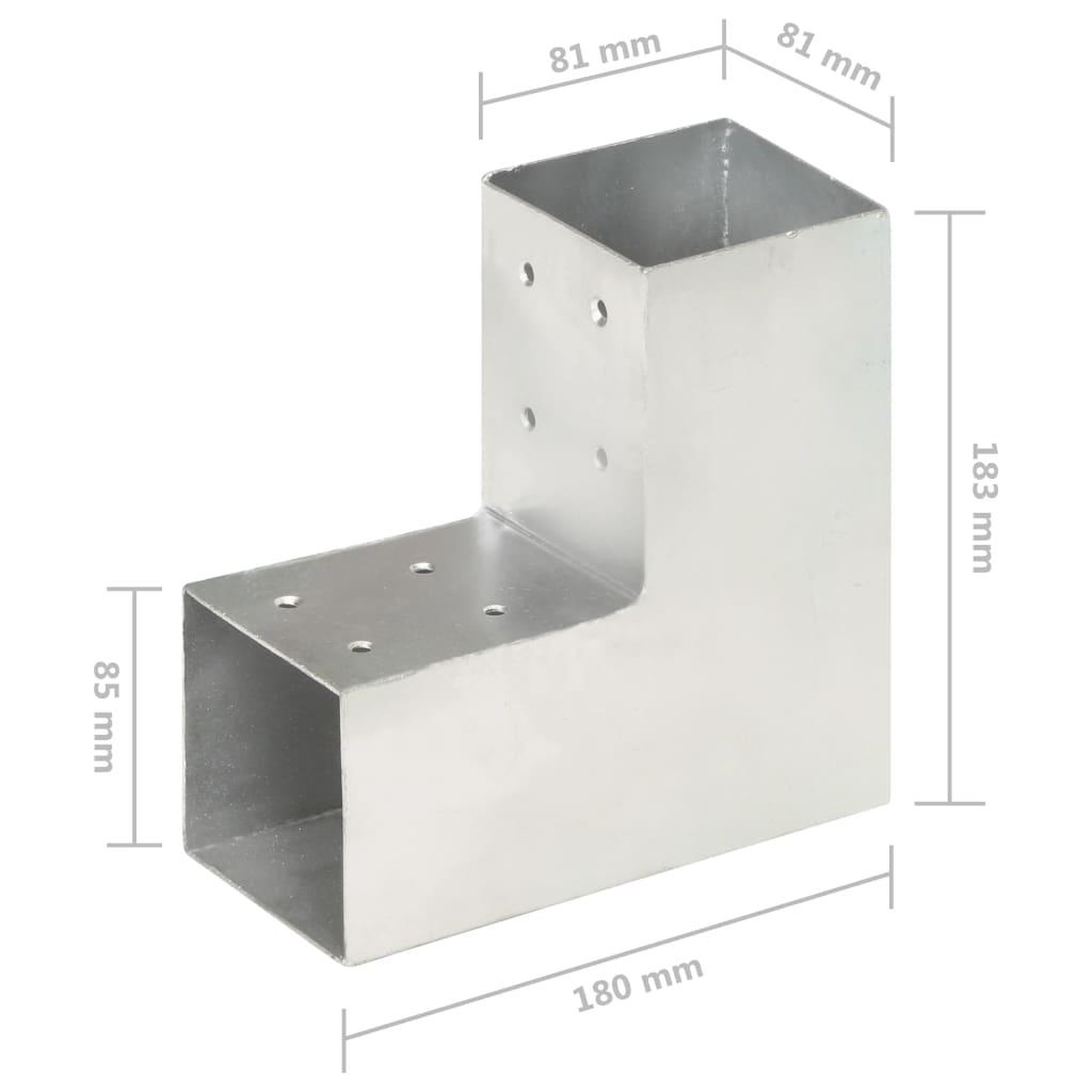 Voir la diapositive 6 : VIDAXL Connecteurs de poteau 4 pcs Forme en L Metal galvanise 81x81 mm
