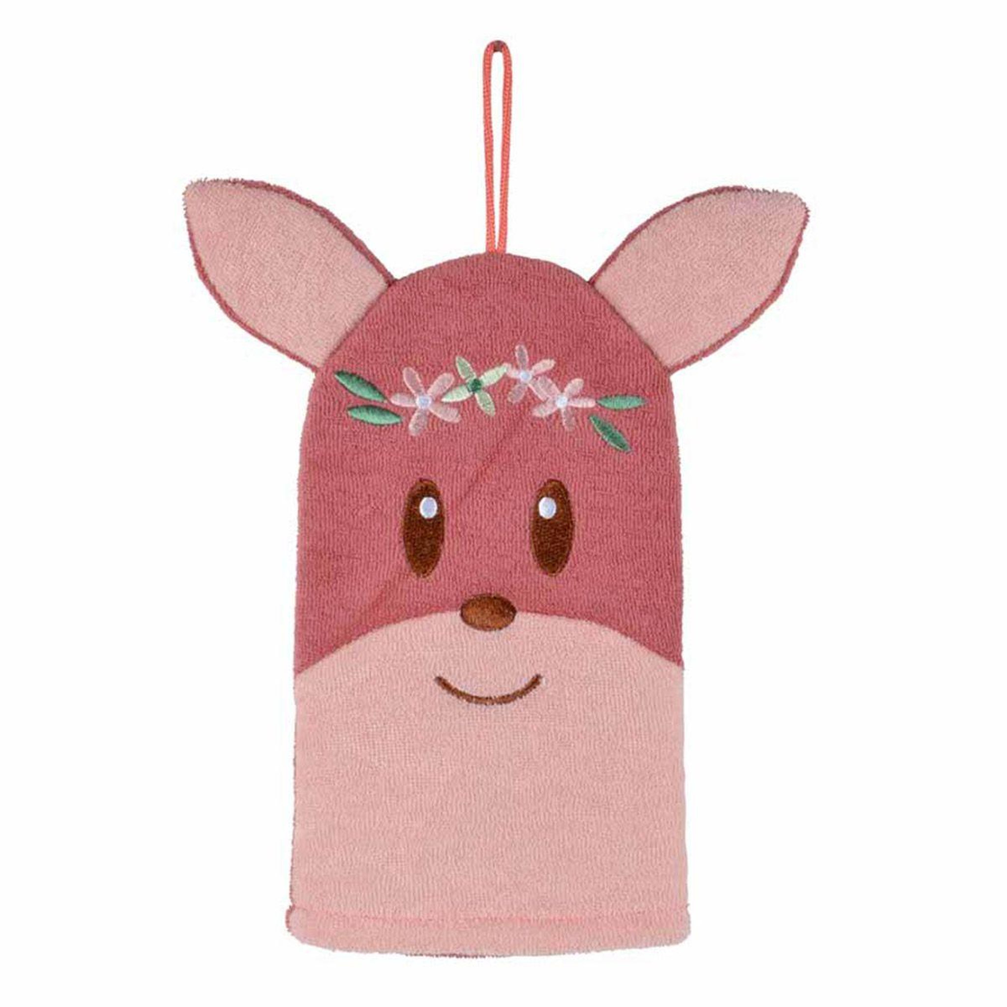 BEBE DOUCEUR Gant de toilette bébé  forêt magique  21cm rose