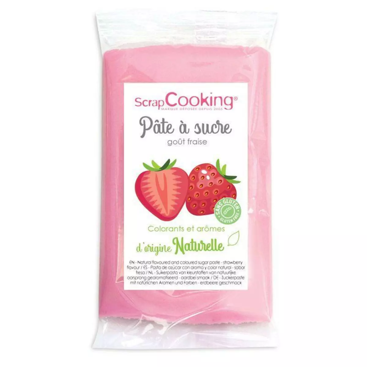 SCRAPCOOKING Pâte à sucre rose 250 g sans gluten - arôme fraise