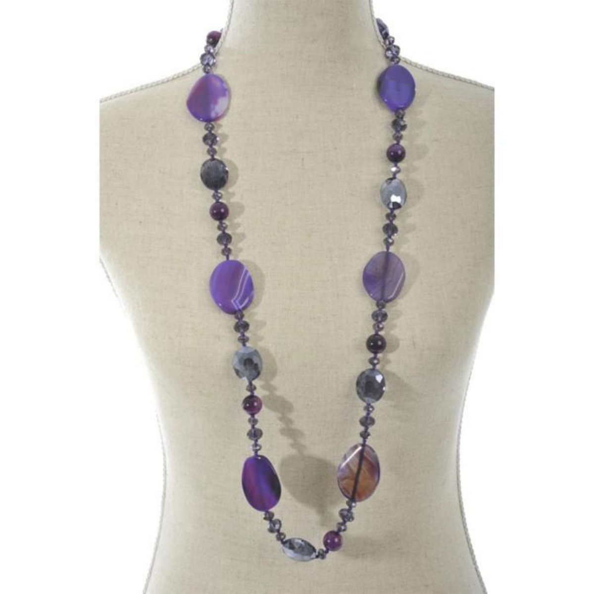 Paris Prix Collier Design Cristal & Perles  Neck  18cm Violet
