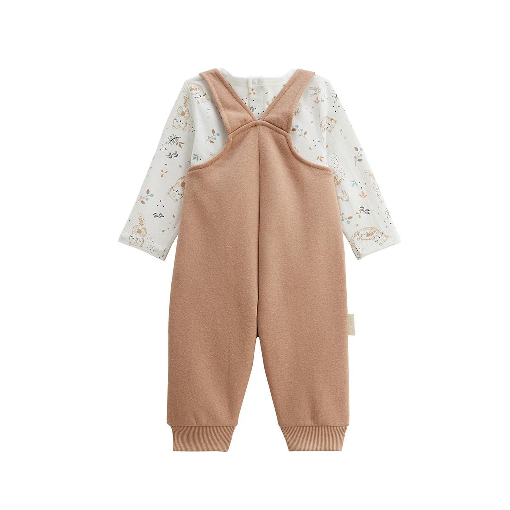 Voir la diapositive 2 : PETIT BEGUIN Ensemble salopette bébé en molleton et t-shirt mini loutre