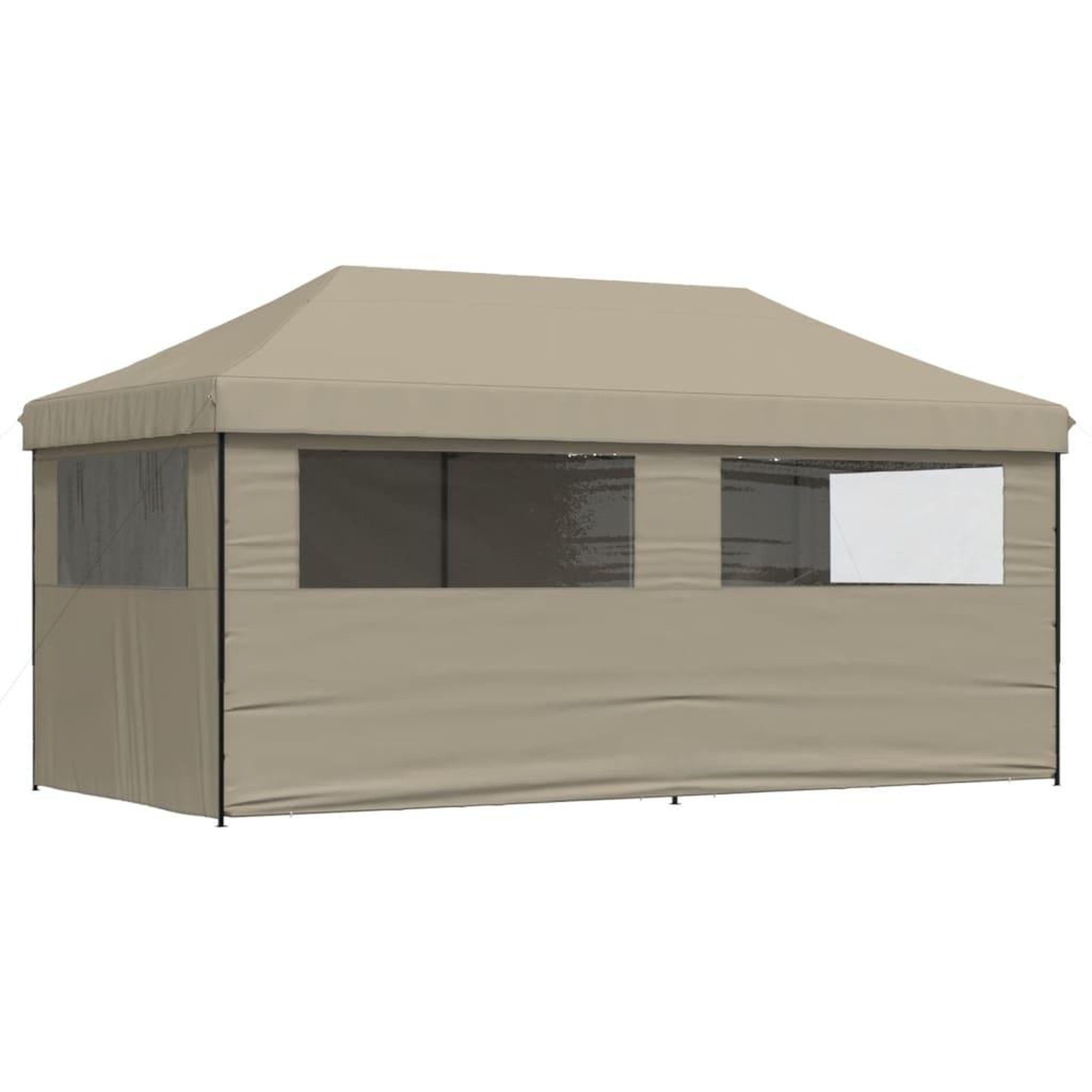 Voir la diapositive 5 : VIDAXL Tente de reception pliable escamotable 4 parois laterales taupe