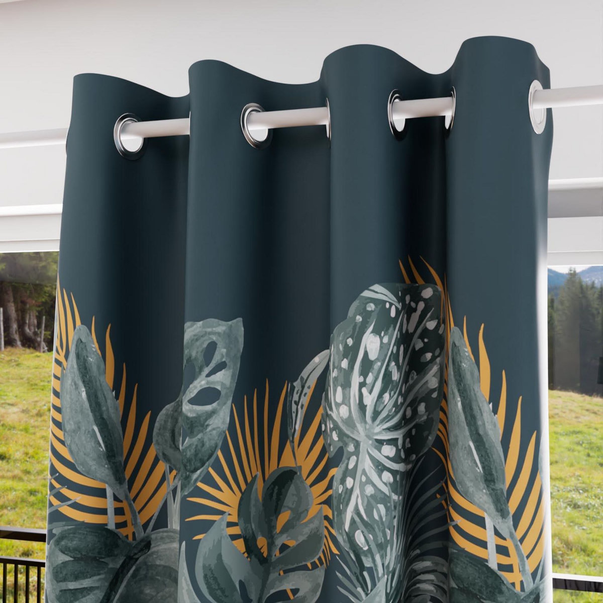 SOLEIL D'OCRE Rideau à oeillets velours 135x250 cm TROPIC, par Soleil d'Ocre