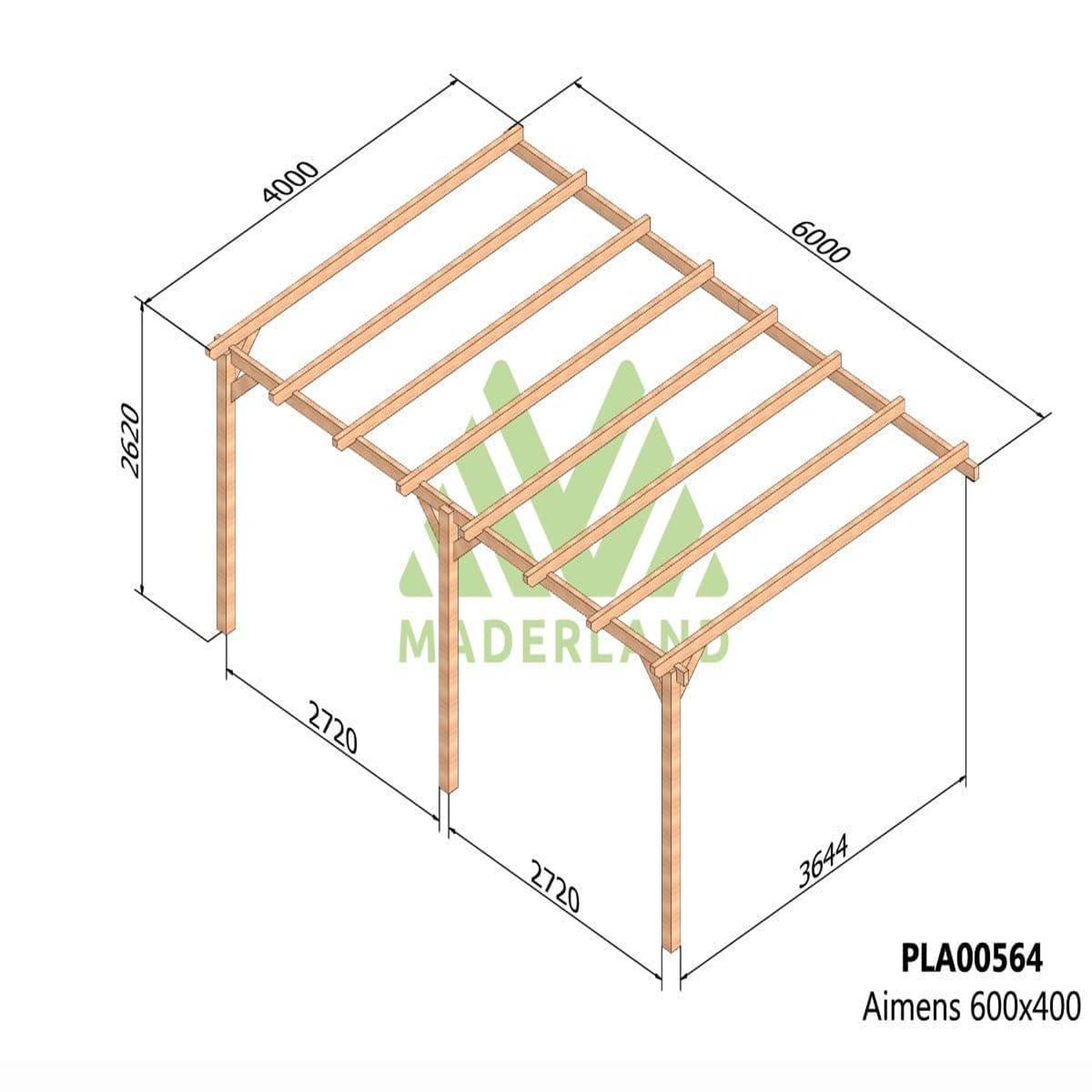 Voir la diapositive 2 : JARDIDECO Pergola adossée en lamellé-collé amiens 600 x 400 cm - maderland