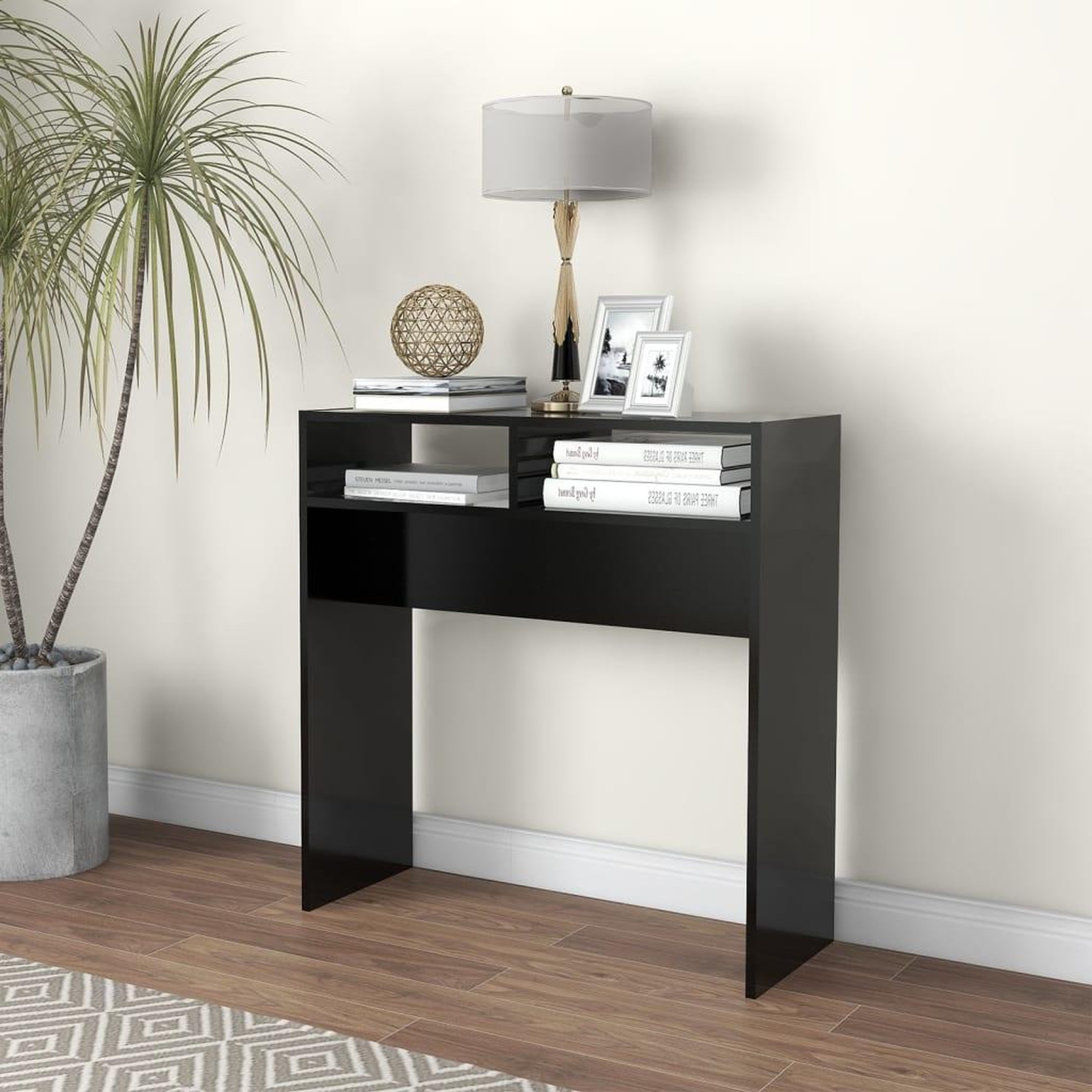 Voir la diapositive 1 : VIDAXL Table console noir 78x30x80 cm bois d'ingenierie