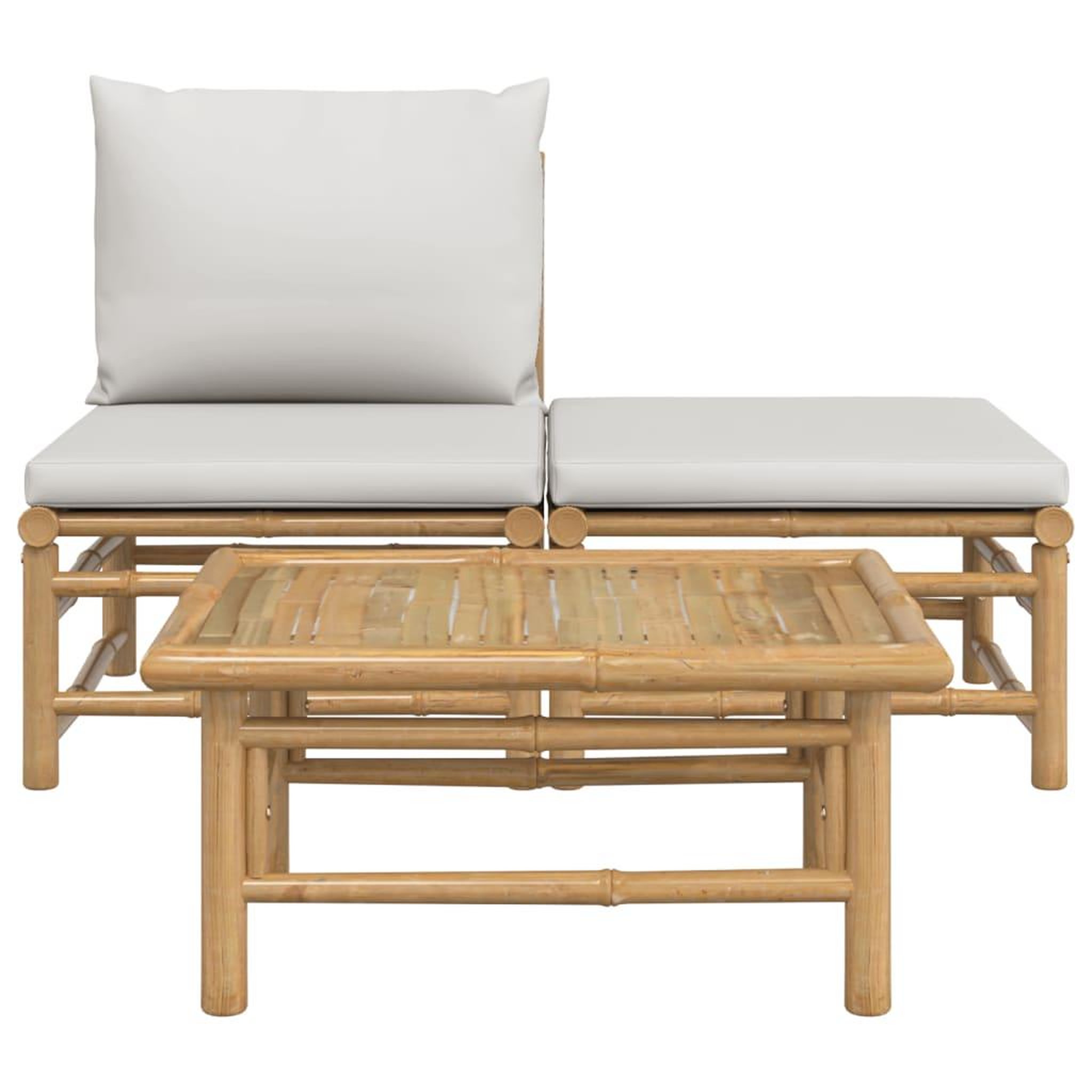 Voir la diapositive 3 : VIDAXL Salon de jardin 3 pcs avec coussins gris clair bambou