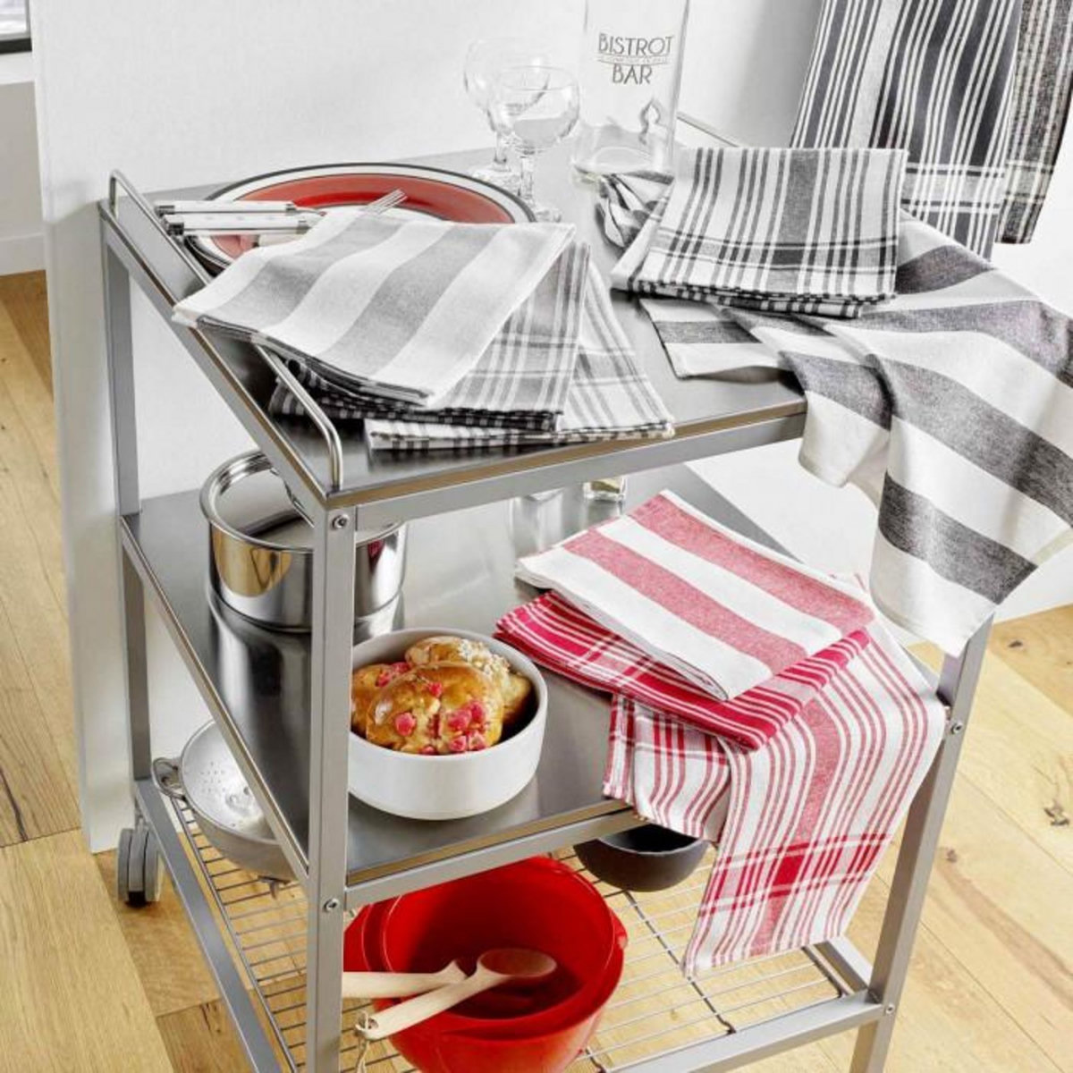 Paris Prix Lot de 3 Torchons  Bayado  50x70cm Noir