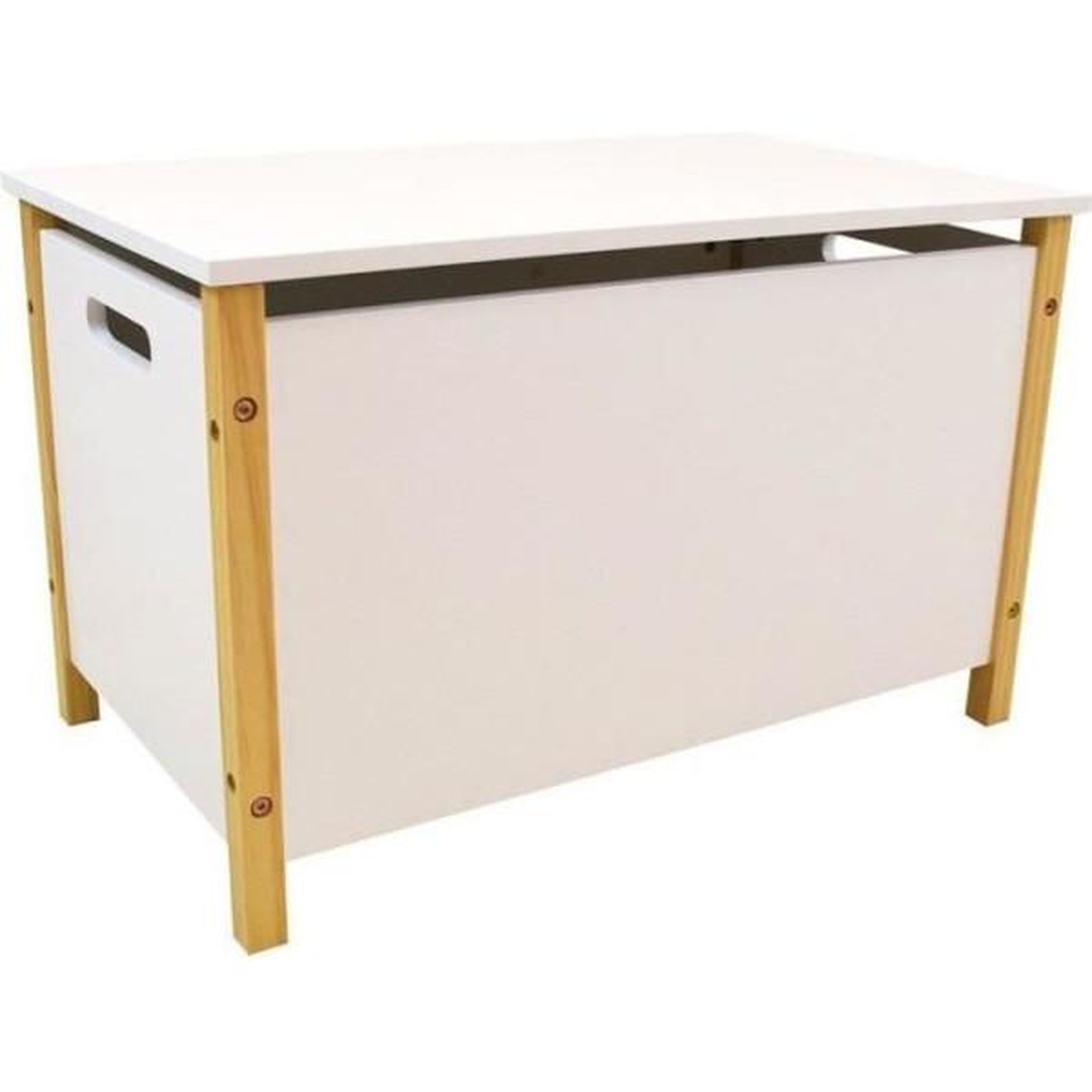 Fun House Coffre a jouets en bois SCANDIWOOD - FUN HOUSE - Blanc et beige - Pour enfant a partir de 36 mois