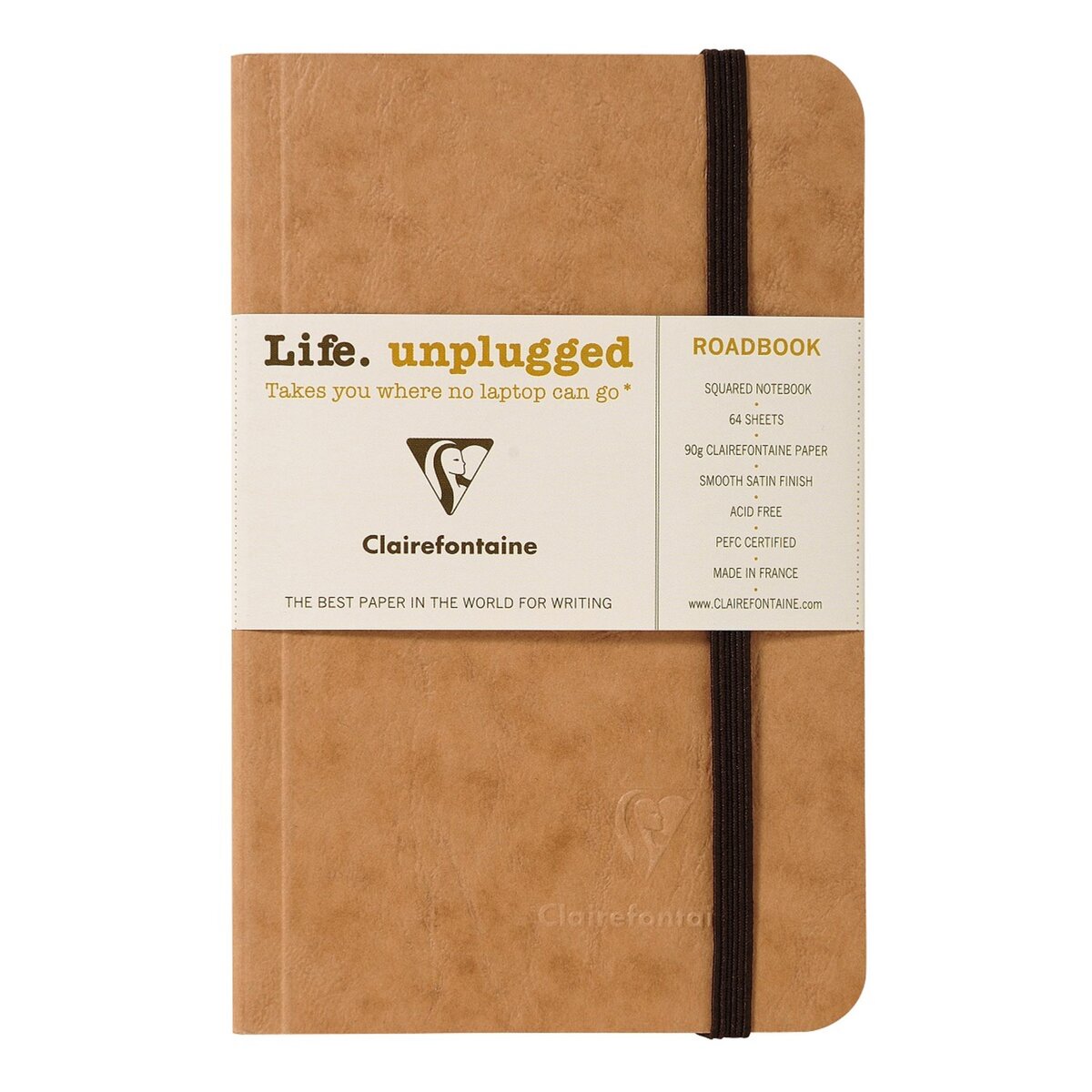 CLAIREFONTAINE Carnet Roadbook petits carreaux - 9x14cm - 128 pages -  Life Unplugged - Sable