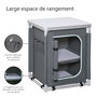 Voir la diapositive 5 : OUTSUNNY Cuisine de camping - armoire de camping - plan de travail, nombreux rangements, sac transport inclus - armature alu. Oxford gris