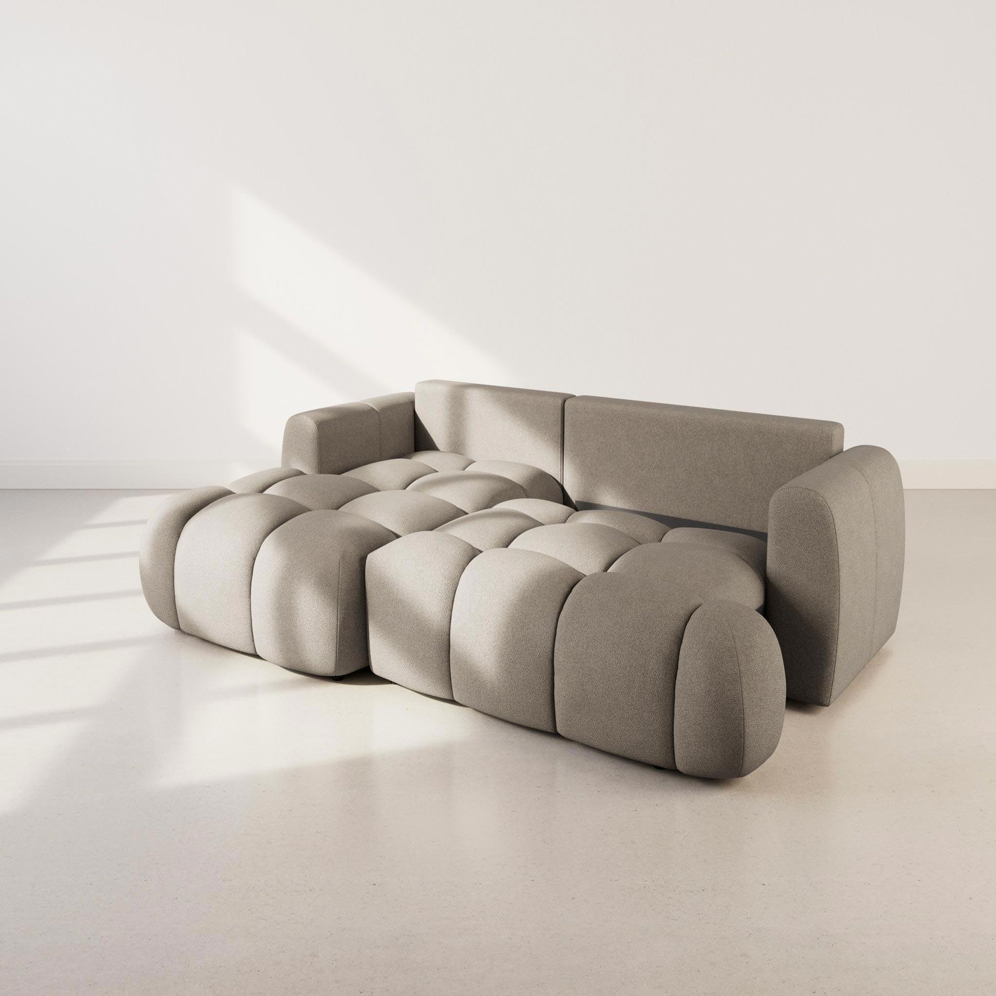 Voir la diapositive 5 : BEST MOBILIER Yulin - canapé d'angle gauche 4 places convertible avec coffre en tissu bouclette
