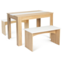 Voir la diapositive 1 : ID MARKET Ensemble table à manger et 2 bancs ROZY 4 personnes façon hêtre et blanc 110 cm
