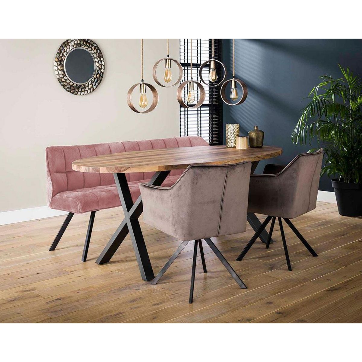 LISA DESIGN Neela - banc de table - en velours - 3 personnes