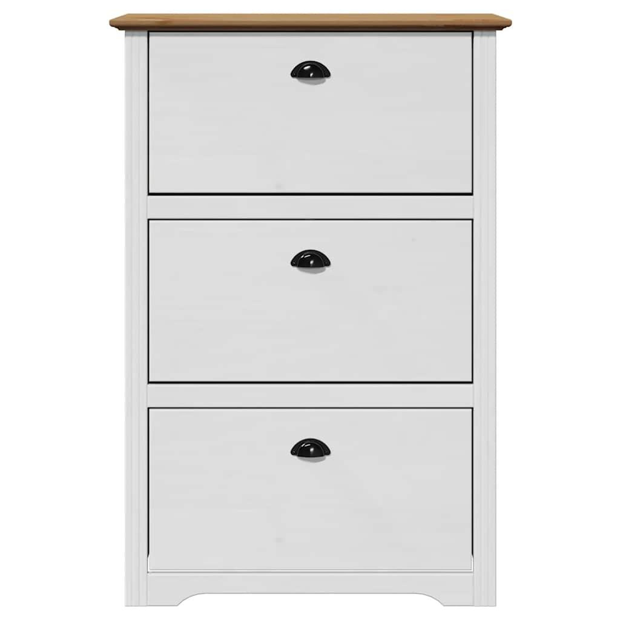 Voir la diapositive 4 : VIDAXL Etagere a chaussures BODO blanc et marron 80x35x118 cm