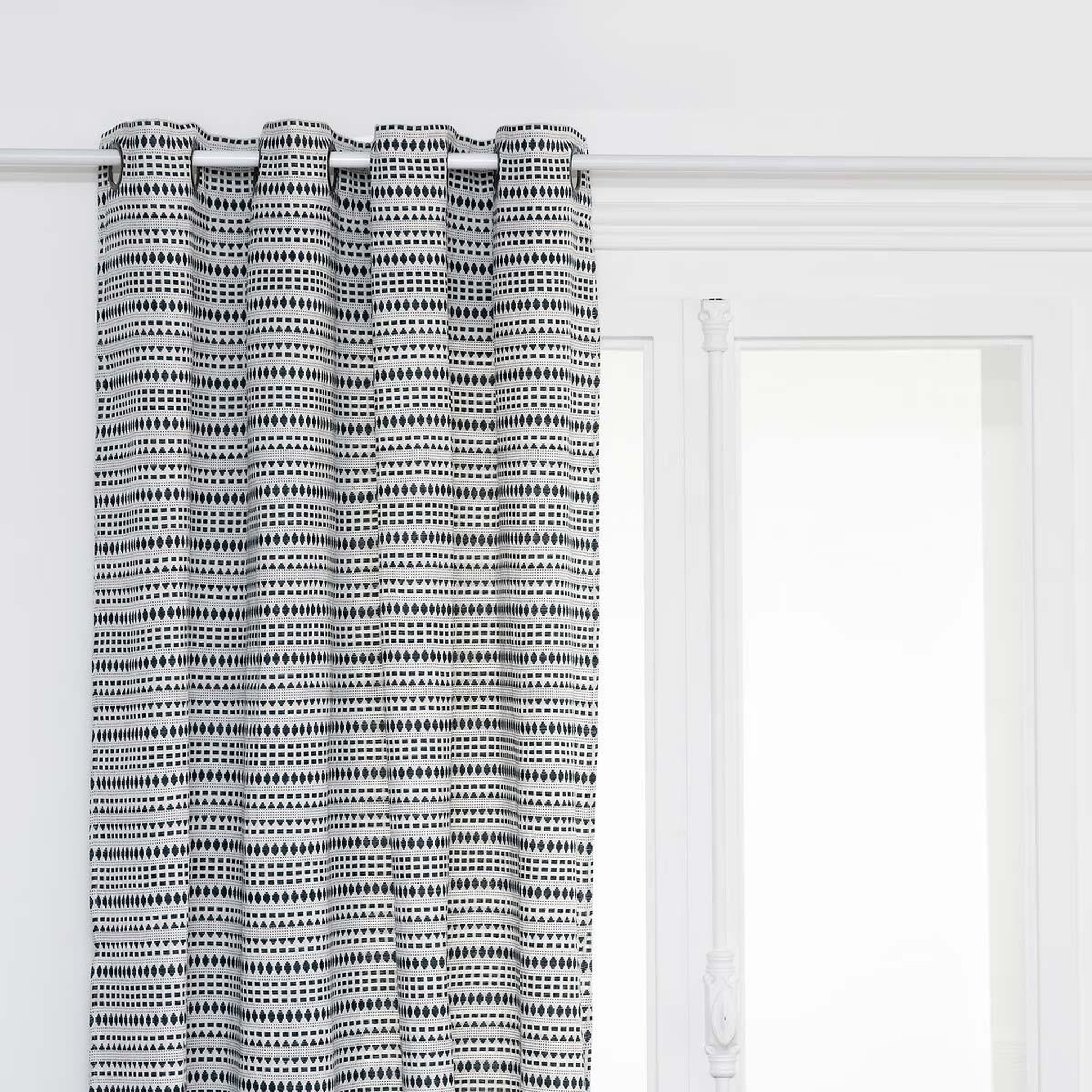 ATMOSPHERA Rideau à œillets jacquard  micah  130x260cm bleu égéen
