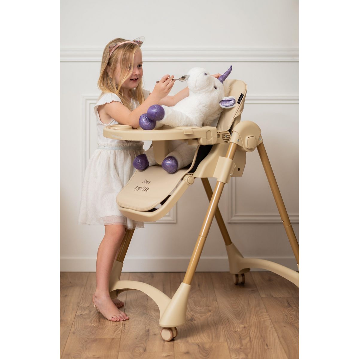 BEBELISSIMO Bebelissimo - Chaise haute évolutive bébé - Pliable - Compacte - Réglable hauteur - De 6 mois à 3 ans (15kg) - gris - Bon Appetit
