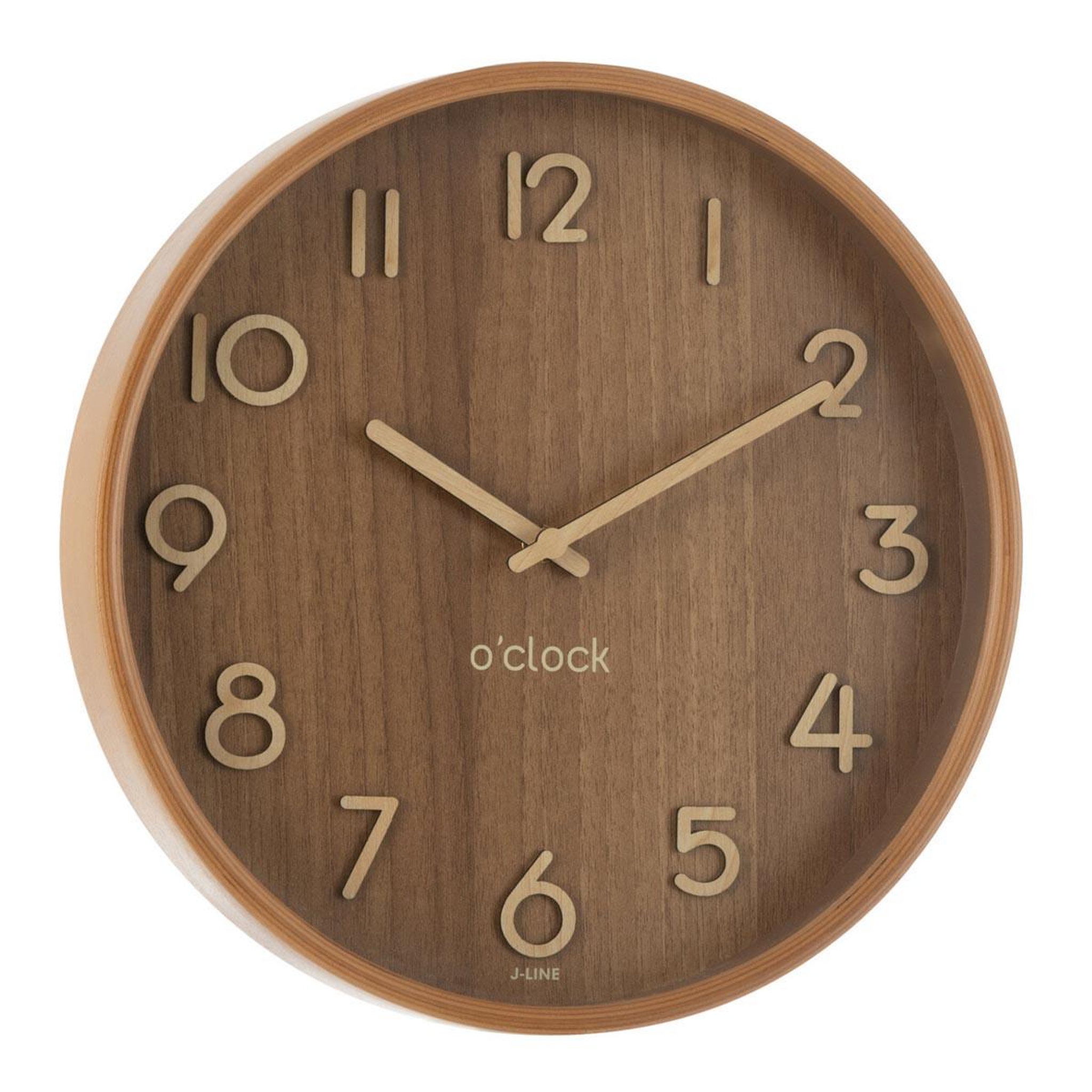 J-LINE Horloge murale en bois  marion  30cm marron