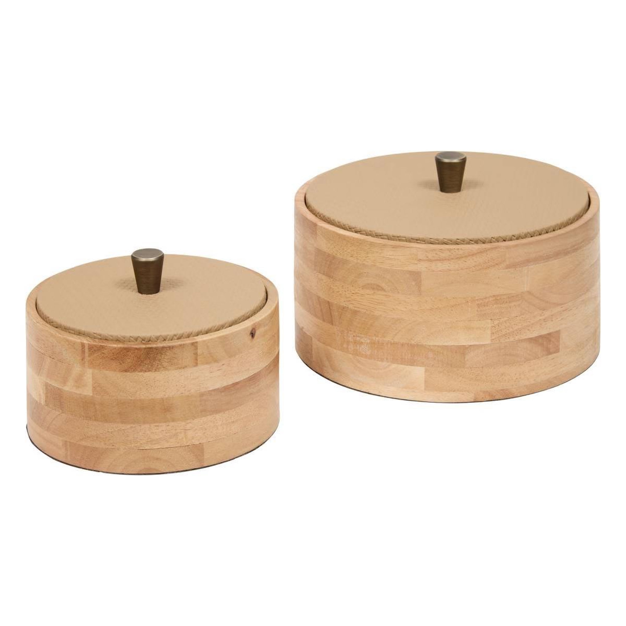 ATMOSPHERA Lot de 2 boîtes déco  bonie  19cm taupe